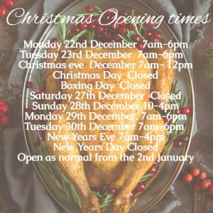 Christmas opening times